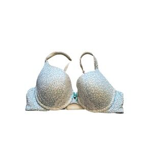 Victorias Secret Body by Victoria Perfect Shape Bra 36C Blue Leopard Lace 5795